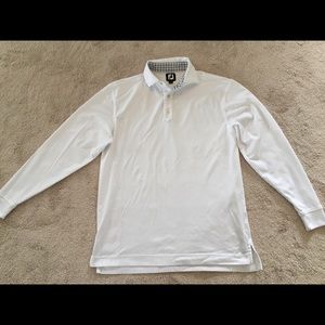 FootJoy Mens Long Sleeve Polo Small White